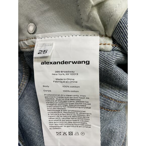 Alexander Wang 'Pinstripe' Blue Crystal Embellished Denim Mini-Skirt Size 2 - Picture 5 of 5